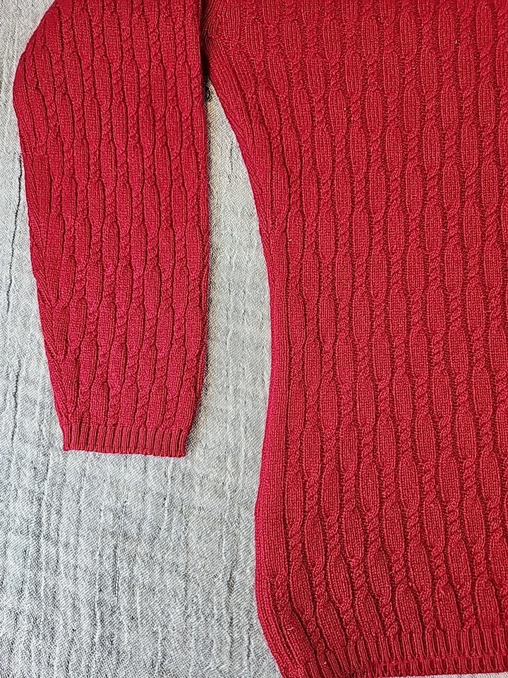 Suéter Vintage Ballantyne Escocés 100% Cachemira Rojo Borgoña Cuello Alto Talla 4 Foto 2 de 4