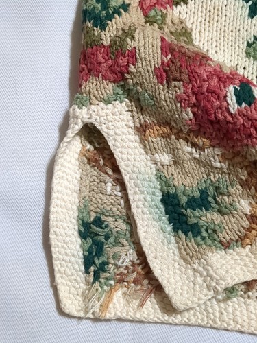 Vintage Crystal Kobe Damen kleiner Grobstrick Blumen Strickpullover - Bild 9 von 13