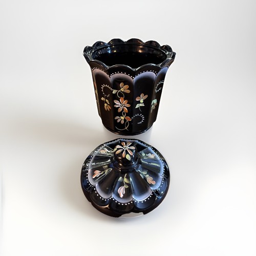 Fenton Black Glass Designer Box Collection~Covered Hand Painted Limited Edition - Picture 3 of 5