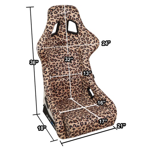 NRG innovations Brown Savage Leopard Fixed Back Bucket Seat FRP-302-BR-SAVAGE - Picture 8 of 8