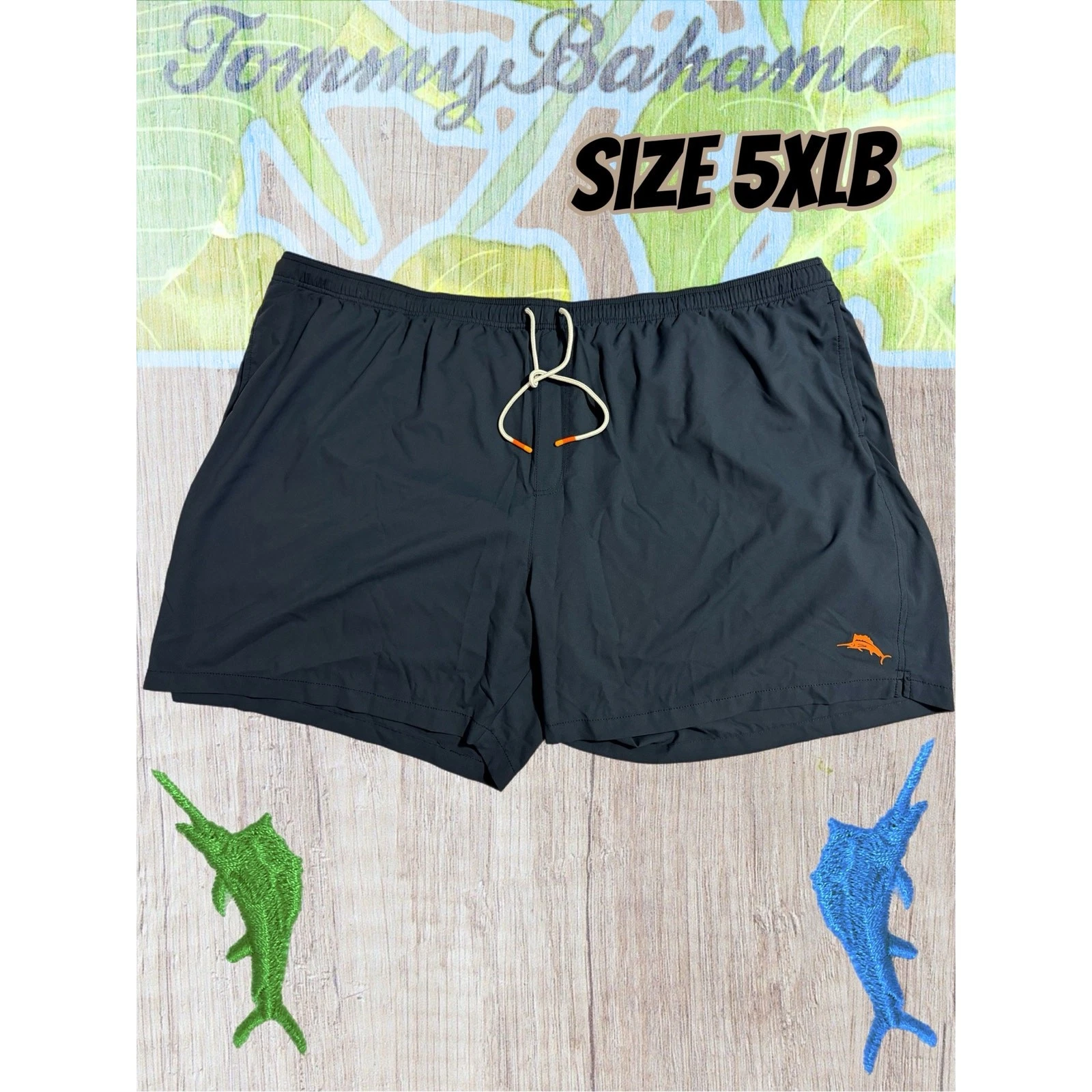 TOMMY BAHAMA Cargo Swim Trunks — 5XLB Blue Nylon Mesh Lined