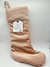 My Texas House 20” Blush Pink Velvet Christmas Stocking NWT