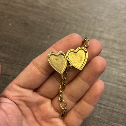 Vintage Art Deco Gold Filled Heart Locket Bracelet Bedford - Picture 6 of 19