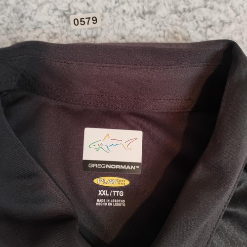 Camisa Polo Greg Norman Para Hombres 2XL Negra Rayas Jugar Seco Golf Rendimiento UPF Tiburón - Imagen 3 de 10