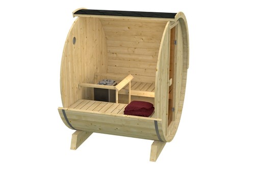 Fasssauna Gartensauna Saunafass Outdoor Sauna unbehandelt Top Qualität 205x160cm - Bild 3 von 8