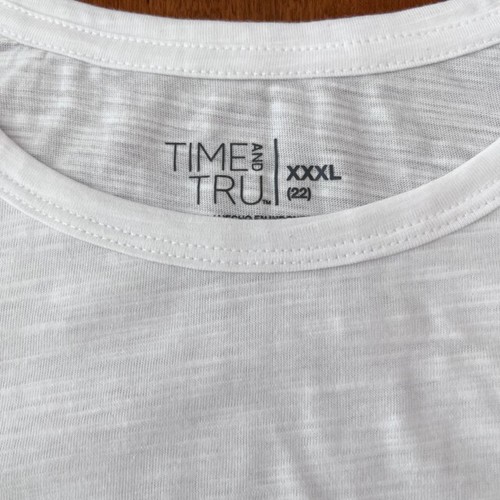 Camiseta blanca para mujer Time & Tru XXXL Plus algodón nueva con etiquetas - Imagen 2 de 4