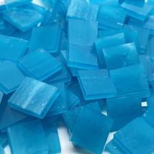 Wispy Sky Blue Hand-cut, Stained Glass Mosaic Tiles