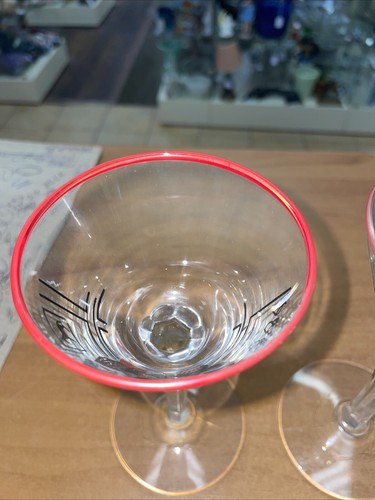 2 Vintage Libbey Glass Pickwick Merry Makers Martini Cocktail Glasses Bar Ware - Picture 5 of 6