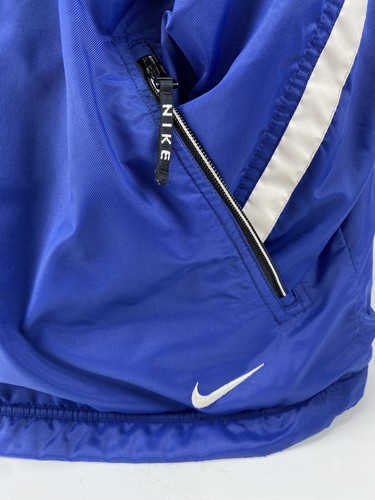 Vintage Nike Full Zip Blue Windbreaker Jacket XXL Fleece Lined Reflective Stripe - Picture 3 of 11