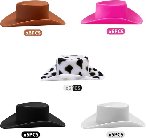 30PCS Plastic Mini Western Cowboy Cowgirl Hat Cute Miniature Hat for Party Ac... - Picture 4 of 8