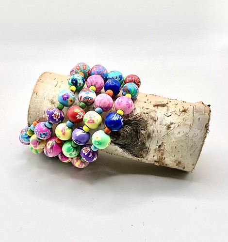 Polymer Clay wrap bracelet - Picture 2 of 9