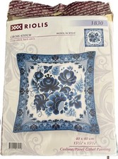 RIOLIS Counted Cross Stitch Kit 1830 GZHEL PAINTING 15.75" x 15.75" Cushion/Pan