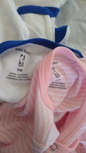 NBA Baby Girl's Detroit Pistons One Piece Pajama 2pc Set Pink/White Size 6-9M - Picture 9 of 11