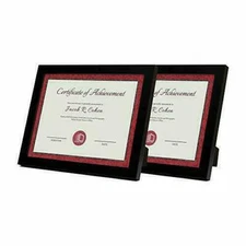 2-Pack 8.5x11 Black Document Frame Easel Stand for Certificates Diploma Tabletop