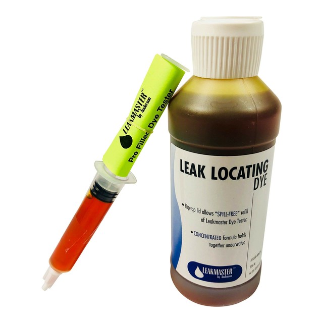 Pool Leak Detection Kit Yellow Pool Dye Syringe & Refill Bottle