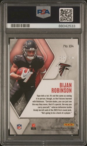 2023 Panini Phoenix 104 Bijan Robinson Fire Burst /340, PSA 10 Gem Mint - Picture 2 of 2