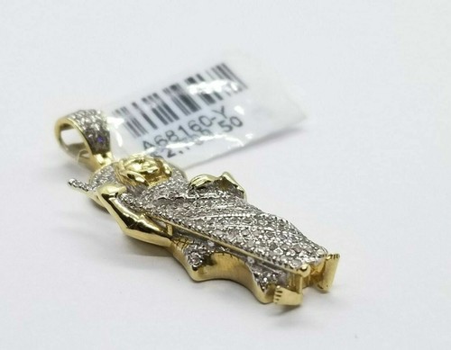 14K Yellow Gold Round Diamonds Great St Jude Thaddeus Pendant Charm 3/8 CTTW - Picture 3 of 7