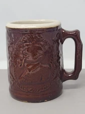 Set Of 2 Antique Burley & Winter Pottery Crooksville Ohio Brownware Mug MCM