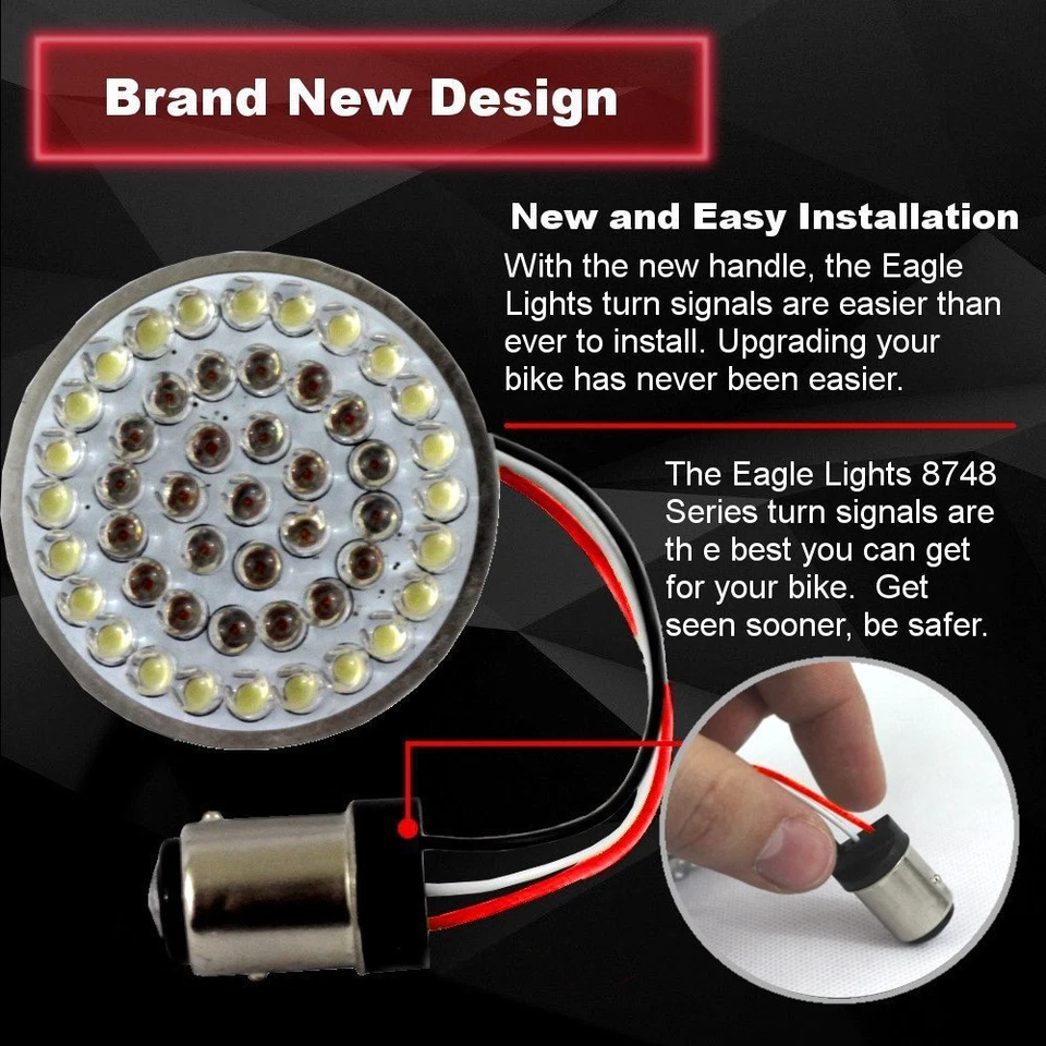 Luces Eagle 8748RTS 2" traseras LED señales de giro Harley Davidson - con lentes ahumadas Foto 3 de 4