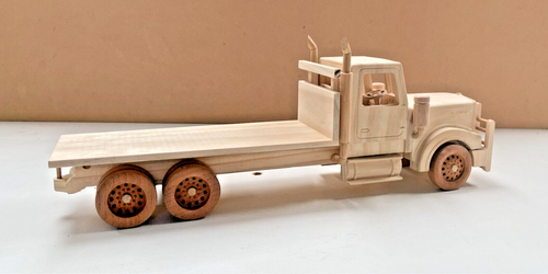 WOODEN TOY KENWORTH T909 FLAT BED TRUCK HAND MADE - Picture 4 of 11