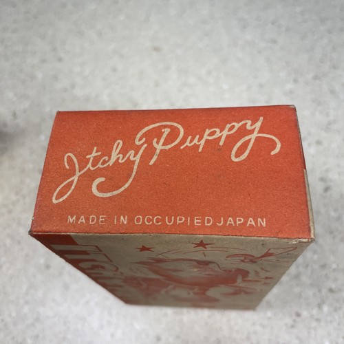 NOS! Rare Vintage Occupied Japan "Itchy Puppy" Wind Up Celluloid Dog w/ Box - Bild 15 von 15