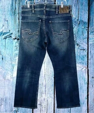 Silver Jeans ZAC Men's Jeans HEMMED ALTERED MEASURED 34X28 Boot Cut Blue Denim