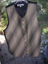 703 Mens Elegant Victorian Steampunk Gold Satin Brocade Vest Waistcoat Sz Small