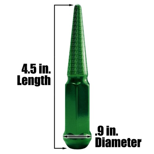 Green Finish Spike Lug Nuts 12x1.25mm Thread Size Set of 20 Sentra Teryx4 G20 - Picture 6 of 8