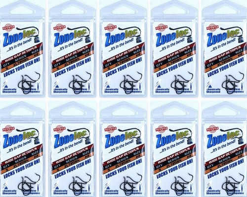 (10) Packs Zoneloc Wide Gap Octopus Fish Hooks Size #2 ZL720BN-2 Brand New