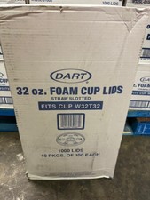DART 32 OZ Foam Cup Lids Straw Slotted Fits Cup W32T32 Case of 1000 W32SL NEW
