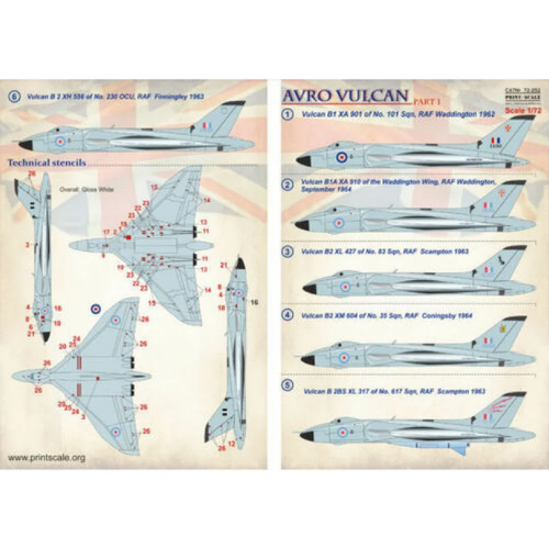 Print Scale 72-252 Decal for airplane 1:72 Avro Vulcan Part 1 Waterslide decals - Picture 18 of 24