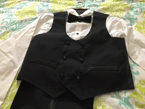 NWT Van Heusen Boy's 4pc Suit Set - Shirt, Vest, Pants, Bow Tie Size 14 - Picture 7 of 9