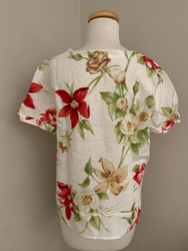 Camicetta HOT COTTON donna 55% lino 45% cotone manica corta floreale taglia M - Foto 4 di 6