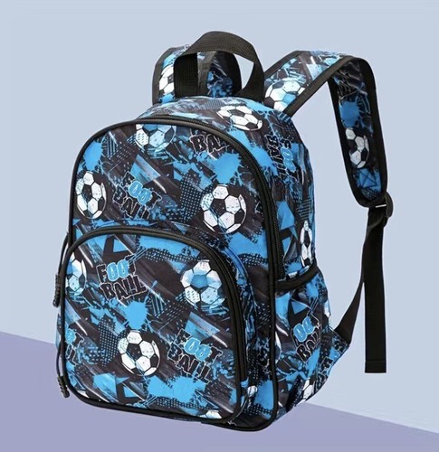 Kids Backpack Soccer Print Blue Black School Bag Boys Children’s NEW - Foto 1 di 4