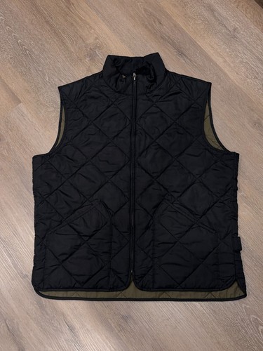 J Crew Vest Mens Large Quilted Black Zip Front Lightweight Layering Outdoor