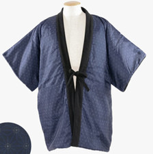 Japanese Traditional Kimono Men's Hanten Reversible Fleece Half Sleeve Jacket 8