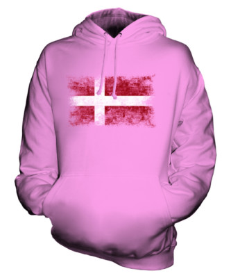 DÄNEMARK DISTRESSED FLAG UNISEX HOODIE TOP DANMARK FOOTBALL DÄNISCHES GESCHENK