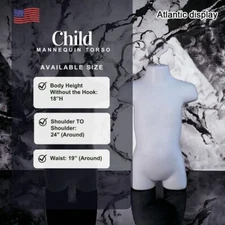 Child & Toddler Plastic Mannequin Torso Body Form 18" H (White)