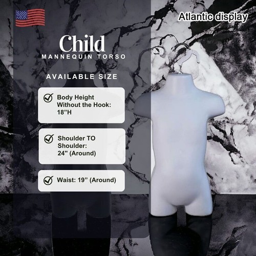 Maniquí de plástico para niños y niños pequeños forma de cuerpo de torso 18" H (blanco) - Imagen 1 de 4