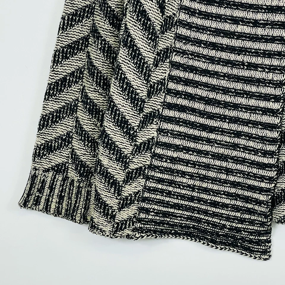 Cárdigan Suéter Ripcurl Beige Negro Chevron Abierto Grueso Tejido Para Mujer Pequeño Foto 3 de 4