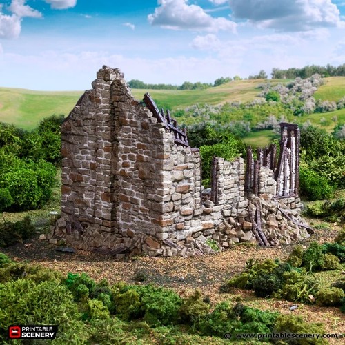 Campo da gioco - Barlyway Cottage in rovina - Warhammer Bolt Action DnD - Foto 4 di 6