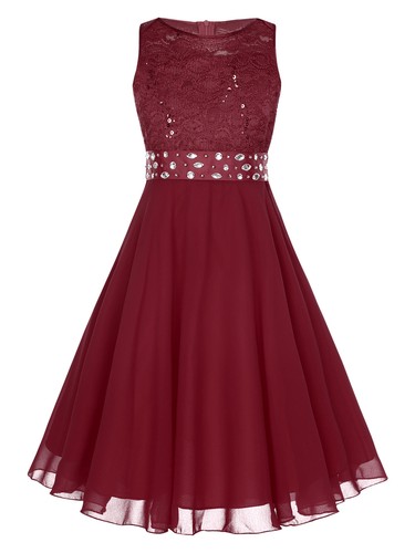 Kids Flower Girl Dress Wedding Party Bridesmaid Gowns Sparkle Sequined Dress - Picture 31 of 96