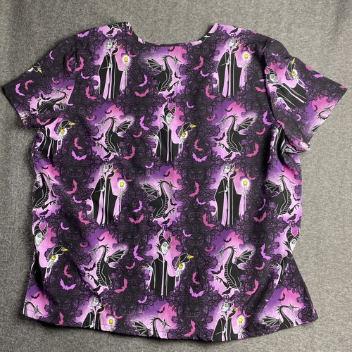 Disney Villains Maleficent Medical Scrub Top Women's 3XL Witchy Halloween Spooky - Picture 6 of 7