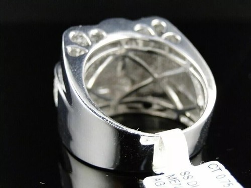 Men's 4 Ct Round Cut Real Moissanite Tester Pass Engagement Ring 925 Silver - Picture 3 of 7