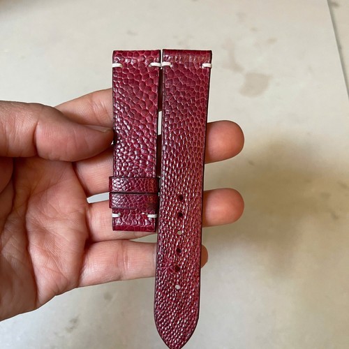 21mm/18mm Padded  Red  Genuine OSTRICH Leg LEATHER SKIN WATCH STRAP BAND - Picture 9 of 11