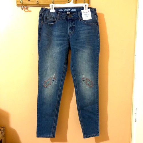 Cat and Jack Mädchen Skinny Stretch verstellbare Taille Jeans Einhörner Gr. 12 Plus - Bild 1 von 4