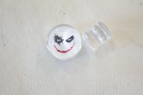 1x 6mm-16mm JOKER Face Batman Logo Symbol Acrylic Double Flare Ear plug Earring - Picture 5 of 5