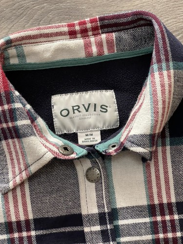 ORVIS $79 Pinnacle Plaid Fleece Lined Metal Snap Shirt Jacket Shacket Medium - Bild 12 von 17