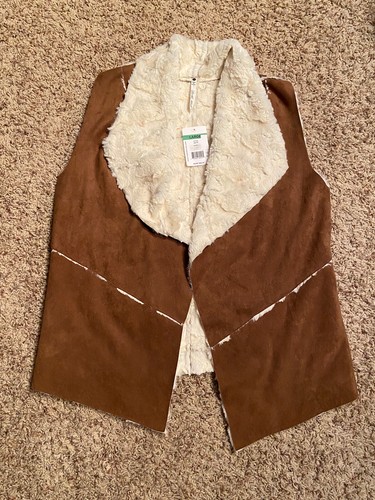 Leo & Nicole Faux Shearling Sleeveless Vest Sz Large Color Fawn (Brown) NWT - Picture 3 of 9