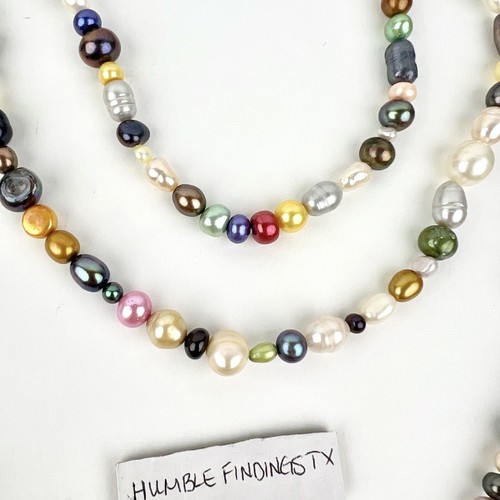 Verrückte gemischte Süßwasserperlen Halskette mehrfarbig Größen Typen Boho 70" lang - Bild 7 von 15